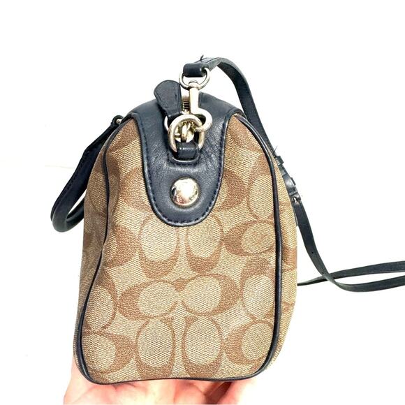 Coach Blue Varsity Stripe Mini Bennet Satchel Bag Purse Crossbody - Picture 5 of 14